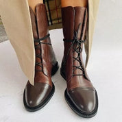 Evangeline Duskmore | Black Lace-Up Leather Combat Boots