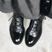 Evangeline Duskmore | Black Lace-Up Leather Combat Boots