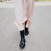 Evangeline Duskmore | Black Lace-Up Leather Combat Boots