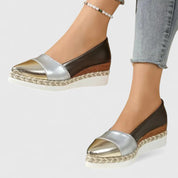 Seraphina Colville | Metallic Espadrille Wedge Slip-On Shoes