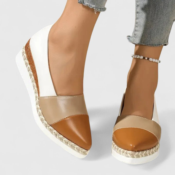 Seraphina Colville | Metallic Espadrille Wedge Slip-On Shoes