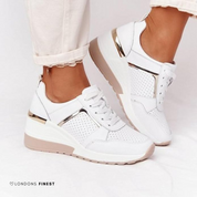 Seraphine Caldwell | Women's Orthopedic Wedge Sneakers in Beige