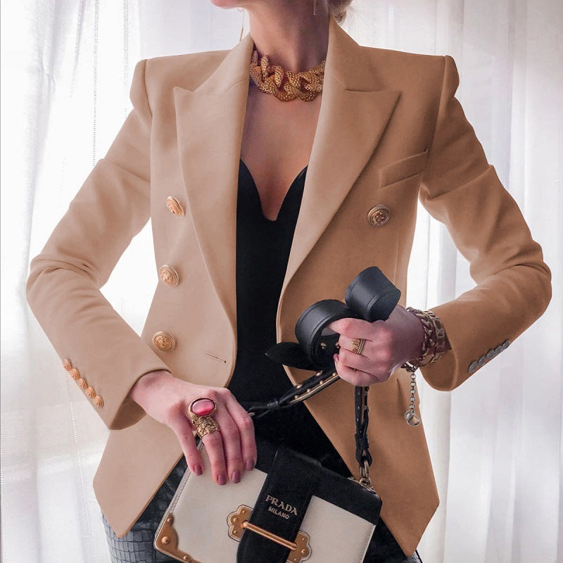 Celeste Fontmoreau | Black Double-Breasted Blazer with Gold Buttons