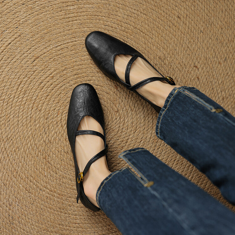 Rosalind Carleigh | Tan Leather Mary Jane Flats