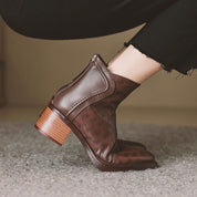 Isabelle Renford | Houndstooth Ankle Boots with Block Heel