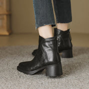 Isabelle Renford | Houndstooth Ankle Boots with Block Heel