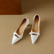 Camille Beaumont | Blush Patent Bow Detail Kitten Heel Pump