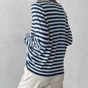 Marlowe Sinclair | Navy & White Striped Long-Sleeve Knit Top