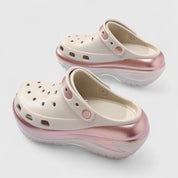 Sylvette Beauclaire | Platform Clog Sandals in Rose Gold & Cream
