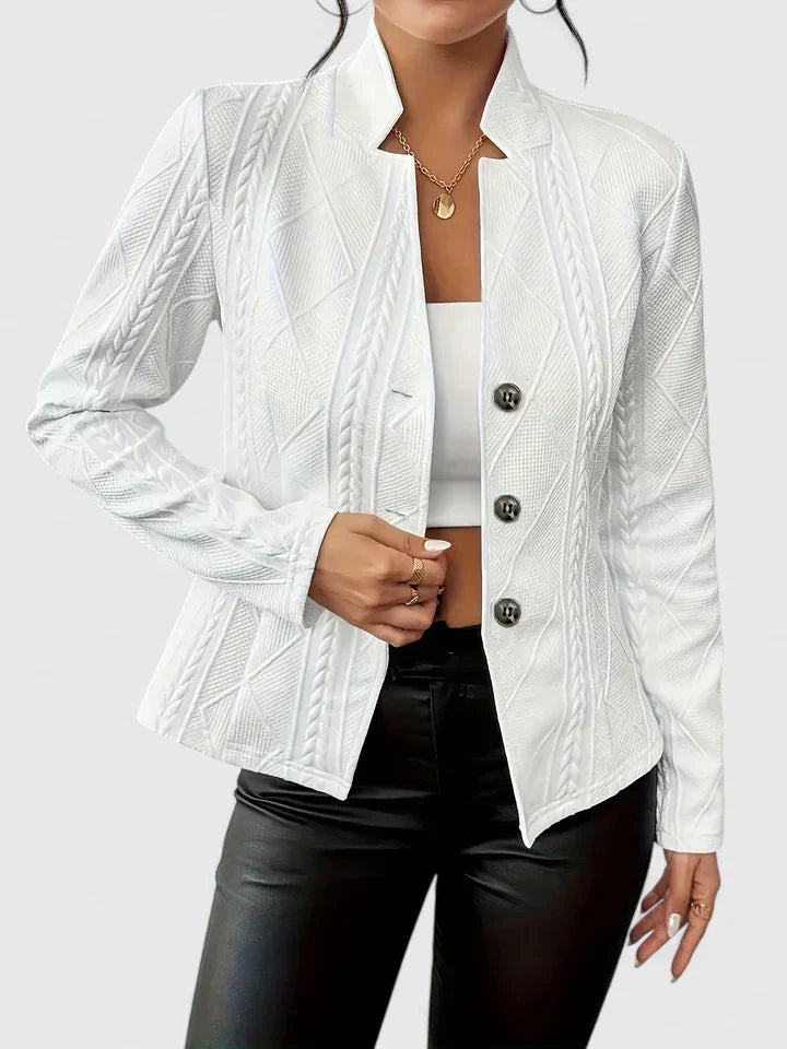 Felicity Ravenscourt | Elegant Pink Cable-Texture Blazer