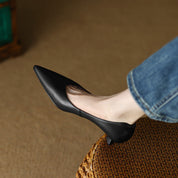 Camille Vossrenne | Nude Pointed Toe Kitten Heel Pumps