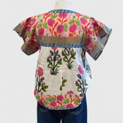 Lisette Duval | Floral Patchwork Boho Blouse with Puff Sleeves