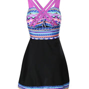 Serena Caldwell | Geometric Print Swim Dress with Built-In Shorts