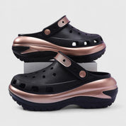 Sylvette Beauclaire | Platform Clog Sandals in Rose Gold & Cream