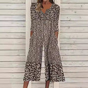 Celestine Beauvoir | Blue Leaf Print Wide Leg Jumpsuit