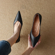 Camille Vossrenne | Nude Pointed Toe Kitten Heel Pumps