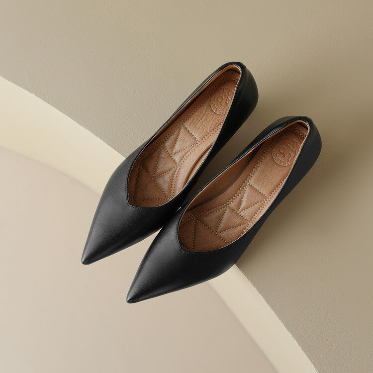Camille Vossrenne | Nude Pointed Toe Kitten Heel Pumps