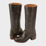 Céleste Ravenbourne | Black Leather Knee-High Orthopedic Boots
