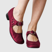 Anastasia Delcourt | Black Leather Mary Jane Low Heel Shoes