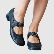Anastasia Delcourt | Black Leather Mary Jane Low Heel Shoes