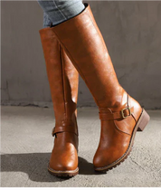 Vivienne Blackwell | Women's Black Knee-High Buckle Boots