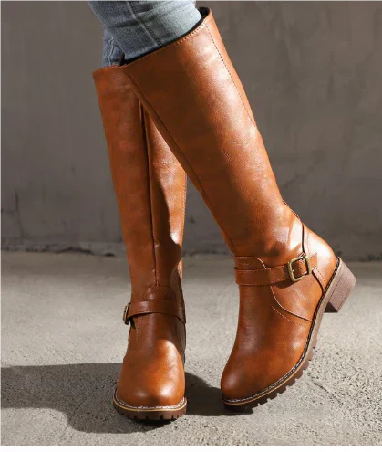 Vivienne Blackwell | Women's Black Knee-High Buckle Boots