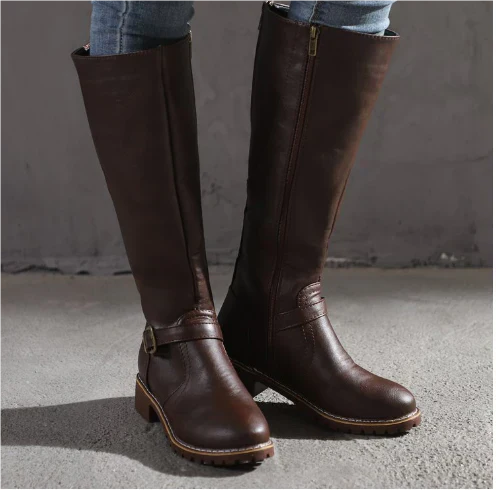 Vivienne Blackwell | Women's Black Knee-High Buckle Boots