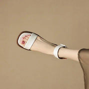 Emmeline Stanhope | Cream Block Heel Ankle Strap Sandals