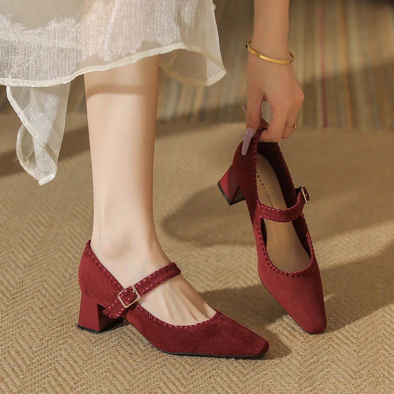 Cordelia Vanthorpe | Suede Mary Jane Block Heel in Brown