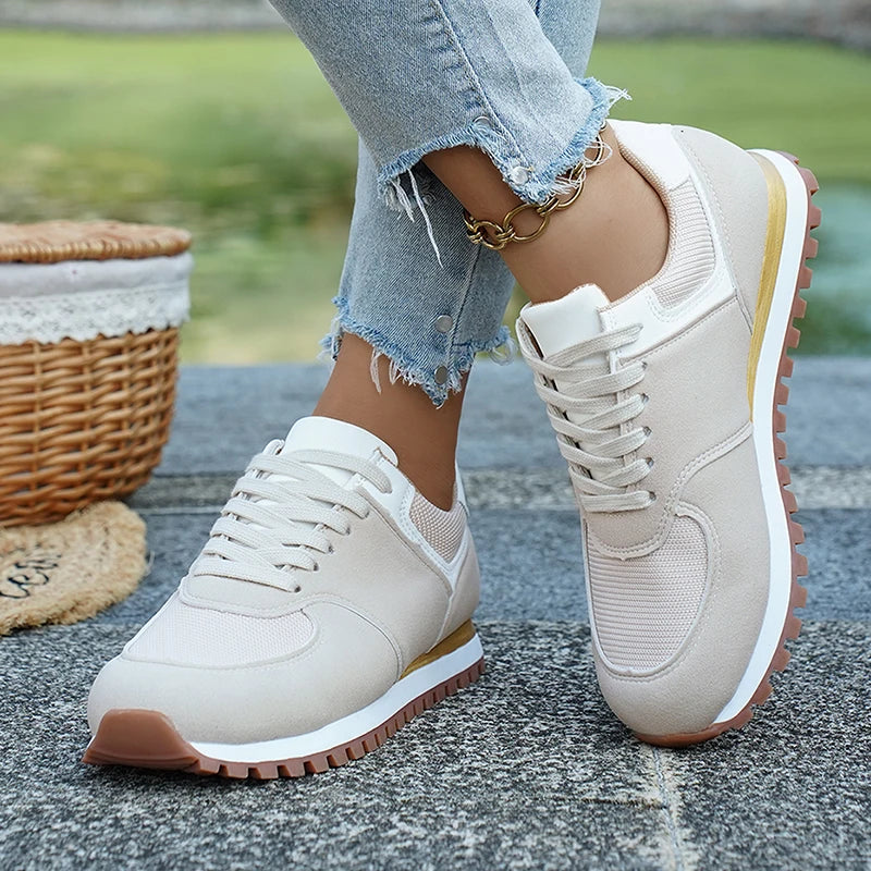 Stellan Hartcourt | Lace-Up Mesh Sneakers in Navy, Beige & Burgundy