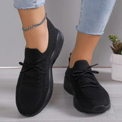 Lisette Bromwell | Black Knit Lace-Up Ortho Sneakers