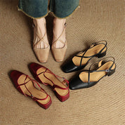 Seraphine Bellecourt | Red Leather Block Heel Slingback Sandals