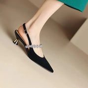 Eloise Sancerre | Silver Crystal Strap Slingback Pointed Toe Heels