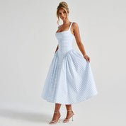 Estelle Vanbrough | Yellow Gingham Midi A-Line Sundress