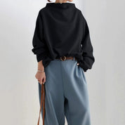 Vivienne Hartcross | Oversized Mock Neck Sweatshirt in Black