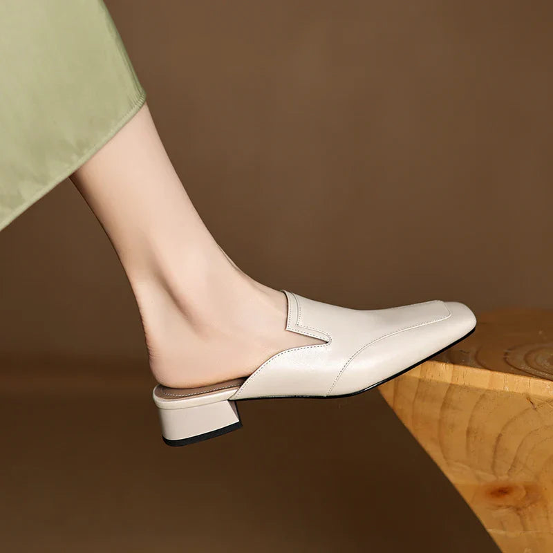 Henrietta Blackmoor | Purple Genuine Leather Square-Toe Mule