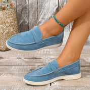Marguerite Holloway | Grey Suede Slip-On Loafers for Women