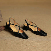 Seraphine Bellecourt | Red Leather Block Heel Slingback Sandals