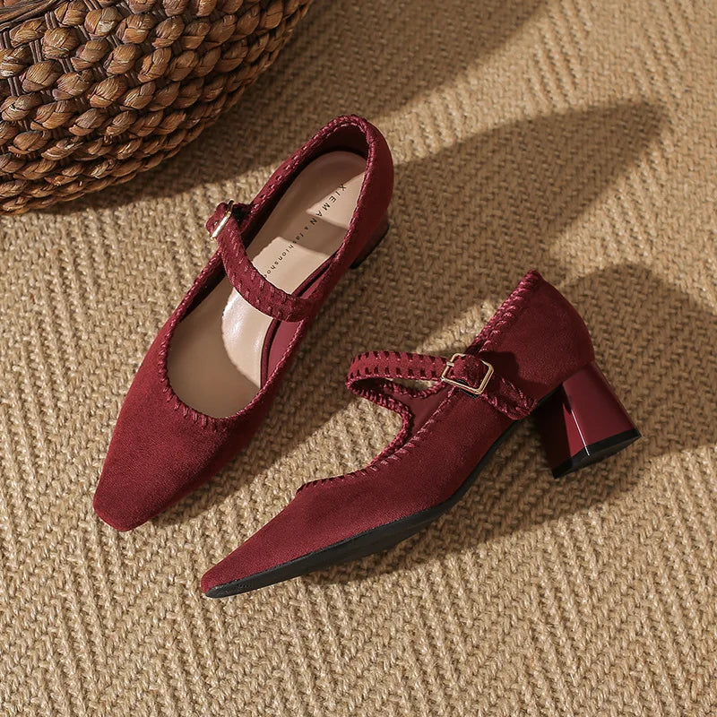 Cordelia Vanthorpe | Suede Mary Jane Block Heel in Brown