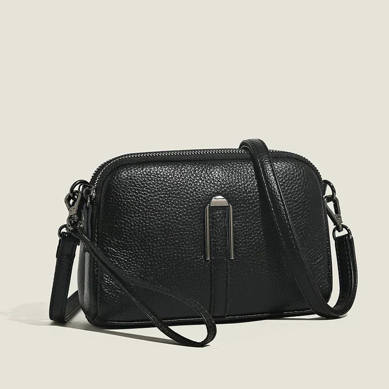 Margaux Delacroix | Elegant Blue Leather Crossbody Shoulder Bag