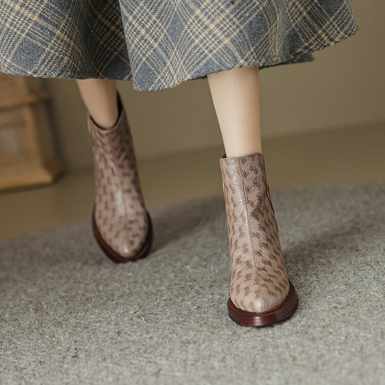 Isabelle Renford | Houndstooth Ankle Boots with Block Heel