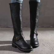 Vivienne Blackwell | Women's Black Knee-High Buckle Boots