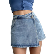 Rosalie Dunsworth | Blue Denim Crossover Skort Mini Skirt