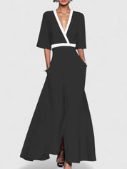 Rosalinde Vauclaire | Red Floral V-Neck Maxi Dress