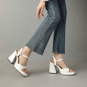 Celestine Brouvard | Yellow Patent Block Heel Sandals