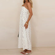 Mirabelle Chanteclair | Brown Polka Dot Maxi Slip Dress