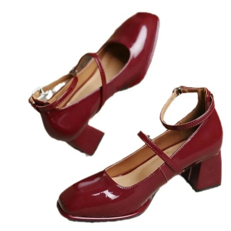 Genevra Lacroix | Black Patent Mary Jane Block Heel Pumps
