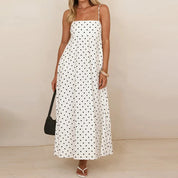 Mirabelle Chanteclair | Brown Polka Dot Maxi Slip Dress