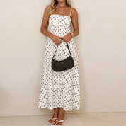 Mirabelle Chanteclair | Brown Polka Dot Maxi Slip Dress