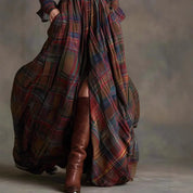 Isadora Pembridge | Tartan Plaid Maxi Shirt Dress with Belt
